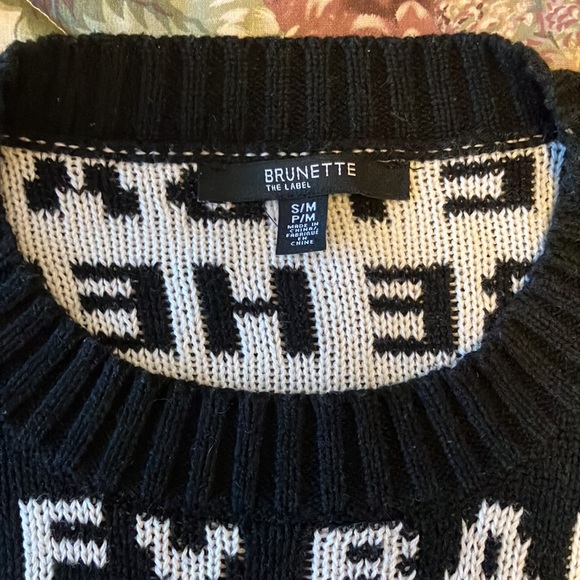 Brunette the Label oversize “Hey Babe” sweater, black & white, size M - Picture 10 of 12